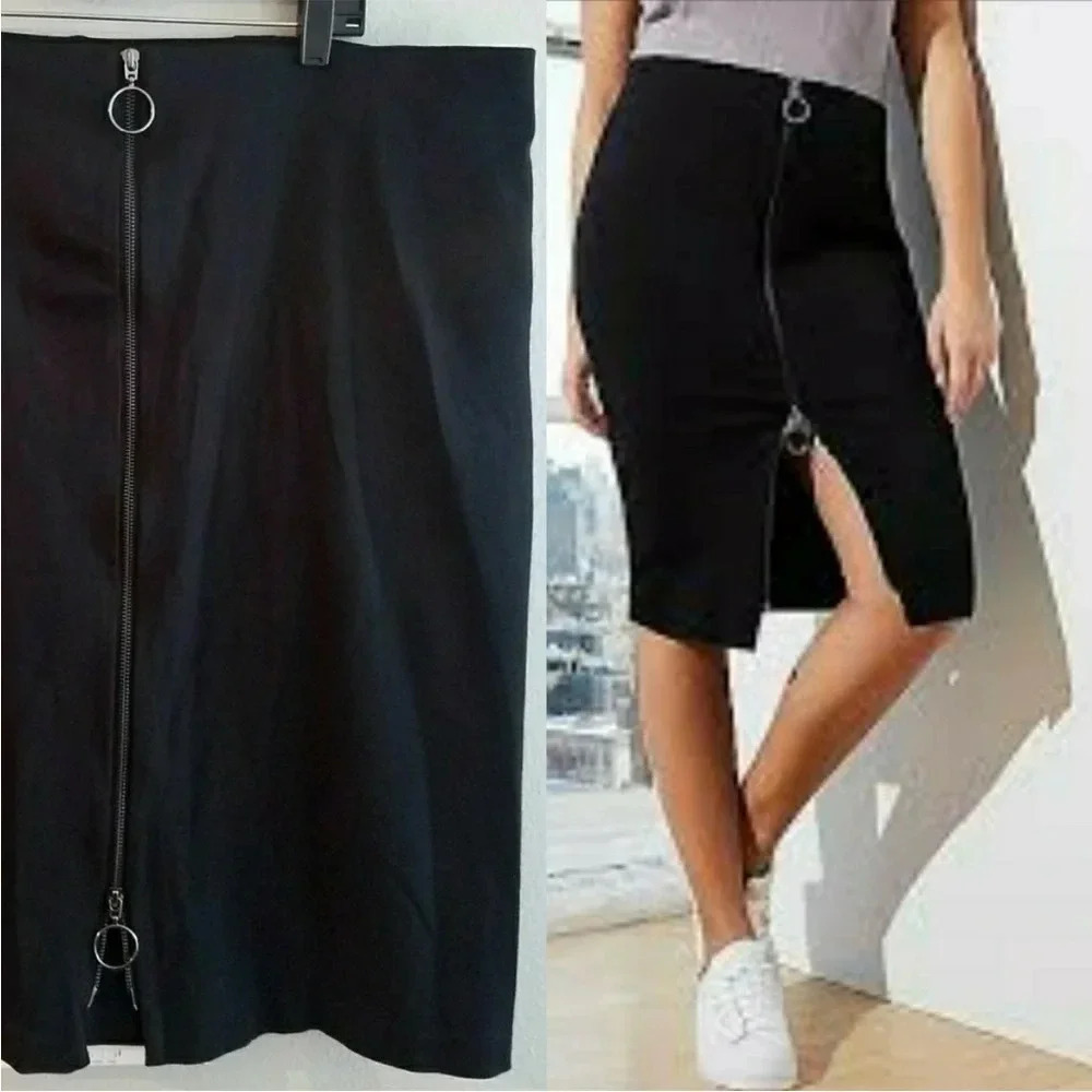 GLAMOUR X LANE BRYANT 90s Y2K Ring Stretchy Gothcore Grunge Bodycon Pencil Skirt